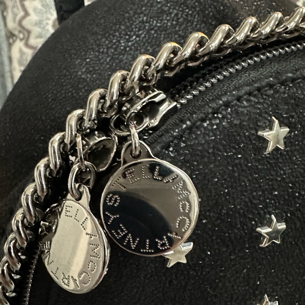 ❌SOLD❌ Stella McCartney Small Black Faux Leather Falabella Star Backpack - Picture 4 of 10
